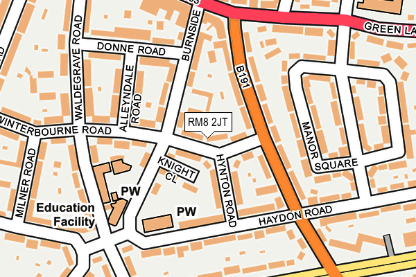 RM8 2JT map - OS OpenMap – Local (Ordnance Survey)