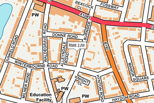 RM8 2JW map - OS OpenMap – Local (Ordnance Survey)