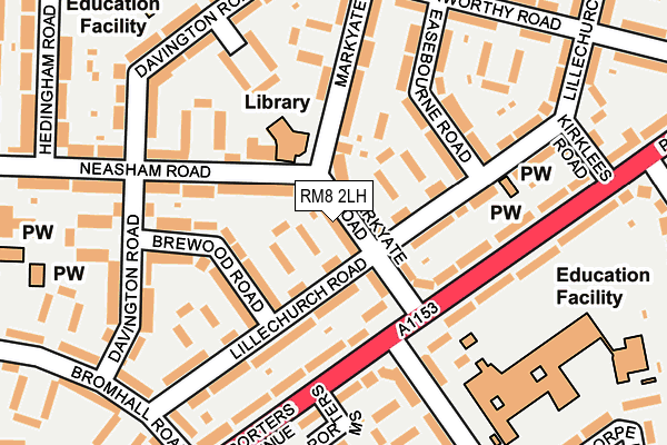 RM8 2LH map - OS OpenMap – Local (Ordnance Survey)