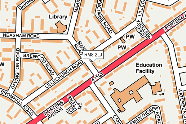 RM8 2LJ map - OS OpenMap – Local (Ordnance Survey)