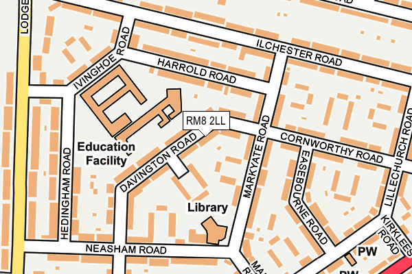 RM8 2LL map - OS OpenMap – Local (Ordnance Survey)