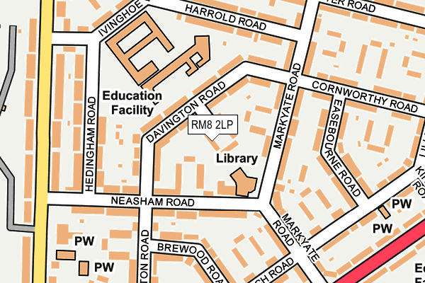 RM8 2LP map - OS OpenMap – Local (Ordnance Survey)