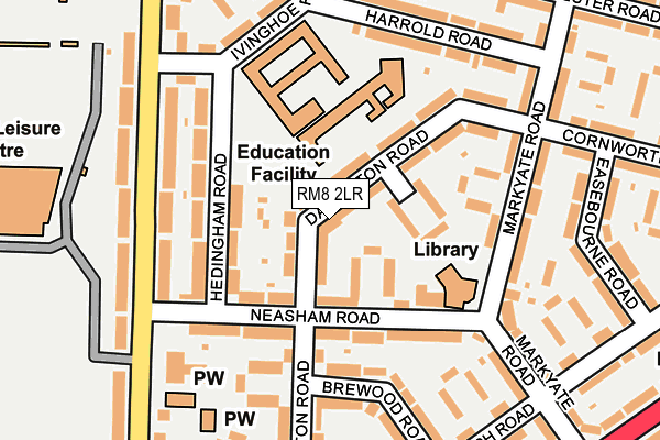 RM8 2LR map - OS OpenMap – Local (Ordnance Survey)