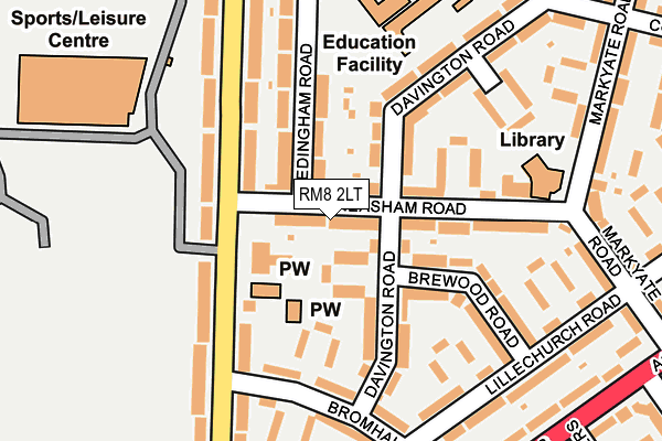 RM8 2LT map - OS OpenMap – Local (Ordnance Survey)