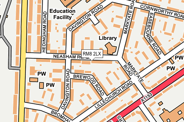 RM8 2LX map - OS OpenMap – Local (Ordnance Survey)