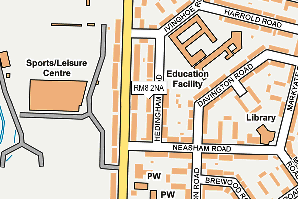 RM8 2NA map - OS OpenMap – Local (Ordnance Survey)