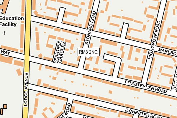 RM8 2NQ map - OS OpenMap – Local (Ordnance Survey)
