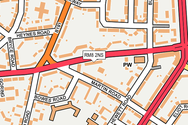 RM8 2NS map - OS OpenMap – Local (Ordnance Survey)