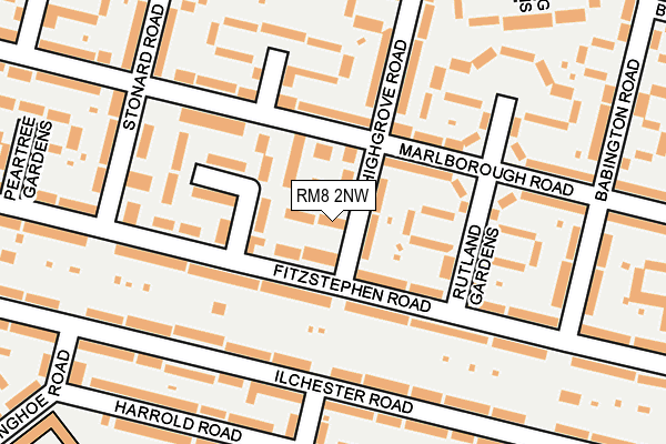 RM8 2NW map - OS OpenMap – Local (Ordnance Survey)