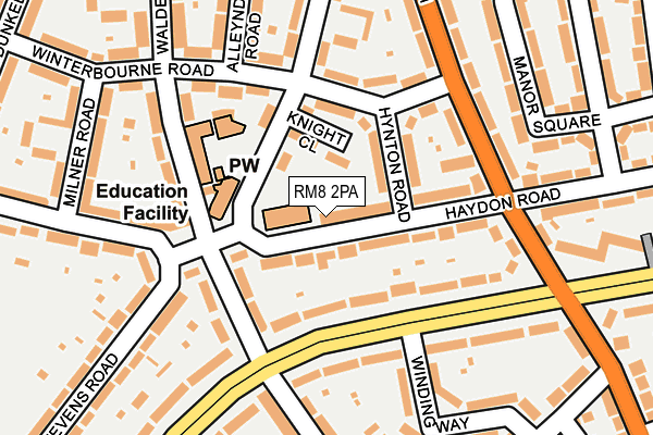 RM8 2PA map - OS OpenMap – Local (Ordnance Survey)