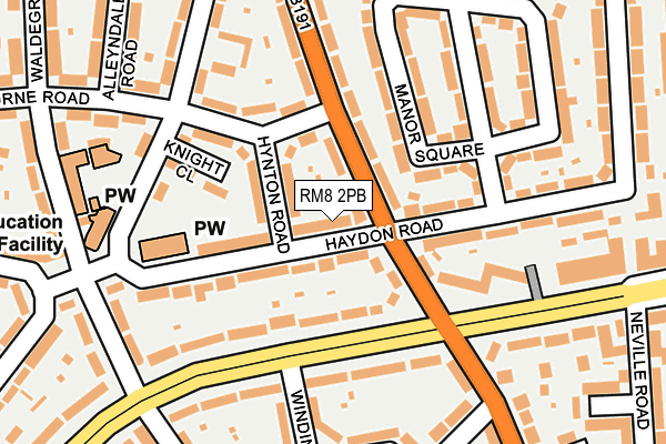 RM8 2PB map - OS OpenMap – Local (Ordnance Survey)