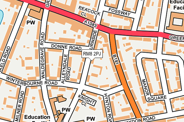 RM8 2PJ map - OS OpenMap – Local (Ordnance Survey)