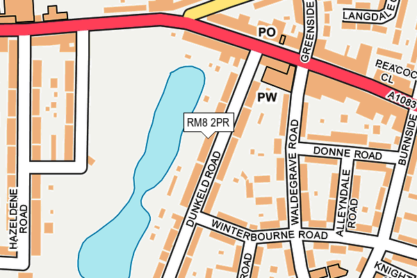 RM8 2PR map - OS OpenMap – Local (Ordnance Survey)