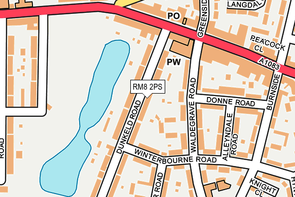 RM8 2PS map - OS OpenMap – Local (Ordnance Survey)
