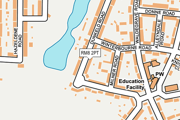 RM8 2PT map - OS OpenMap – Local (Ordnance Survey)