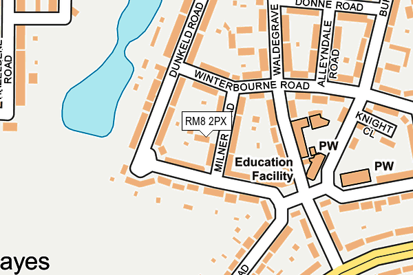 RM8 2PX map - OS OpenMap – Local (Ordnance Survey)