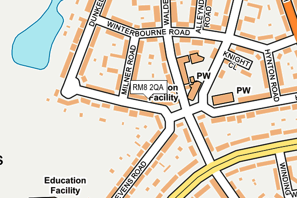 RM8 2QA map - OS OpenMap – Local (Ordnance Survey)