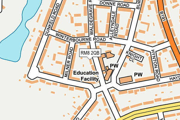 RM8 2QB map - OS OpenMap – Local (Ordnance Survey)