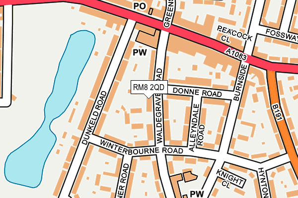 RM8 2QD map - OS OpenMap – Local (Ordnance Survey)