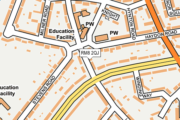 RM8 2QJ map - OS OpenMap – Local (Ordnance Survey)