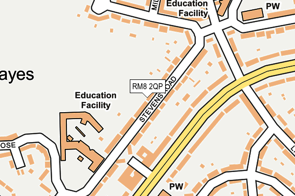 RM8 2QP map - OS OpenMap – Local (Ordnance Survey)