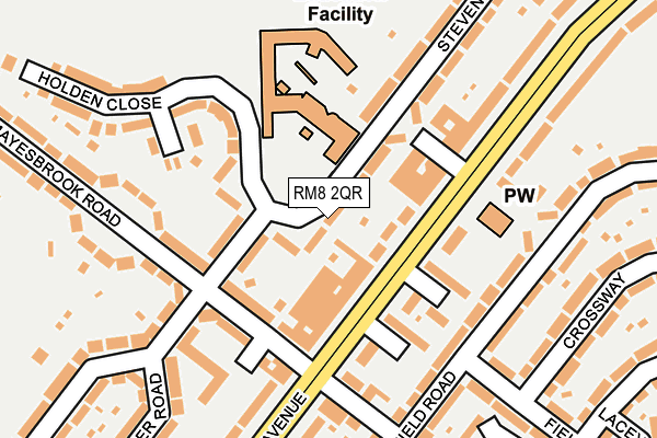 RM8 2QR map - OS OpenMap – Local (Ordnance Survey)