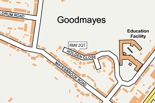 RM8 2QT map - OS OpenMap – Local (Ordnance Survey)