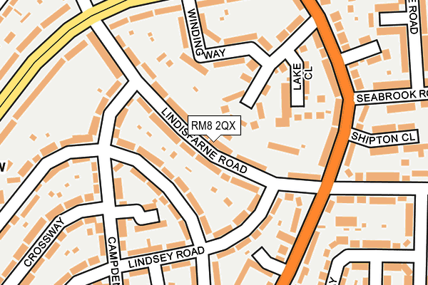 RM8 2QX map - OS OpenMap – Local (Ordnance Survey)