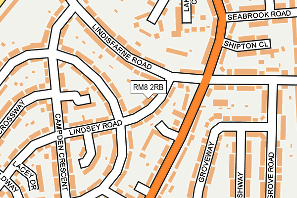 RM8 2RB map - OS OpenMap – Local (Ordnance Survey)