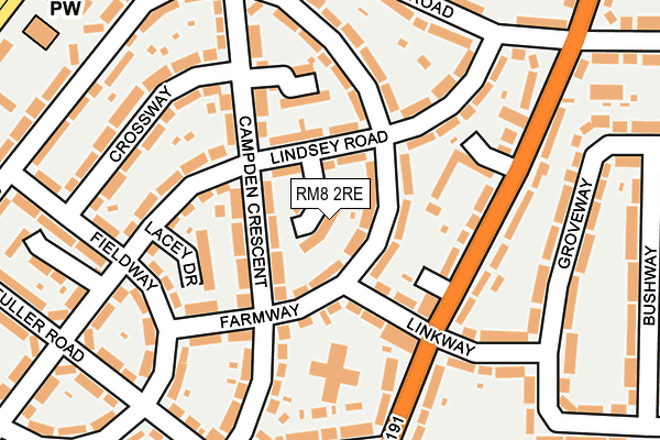 RM8 2RE map - OS OpenMap – Local (Ordnance Survey)