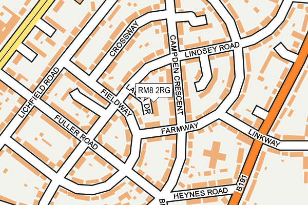 RM8 2RG map - OS OpenMap – Local (Ordnance Survey)