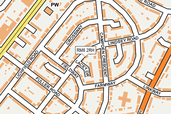 RM8 2RH map - OS OpenMap – Local (Ordnance Survey)