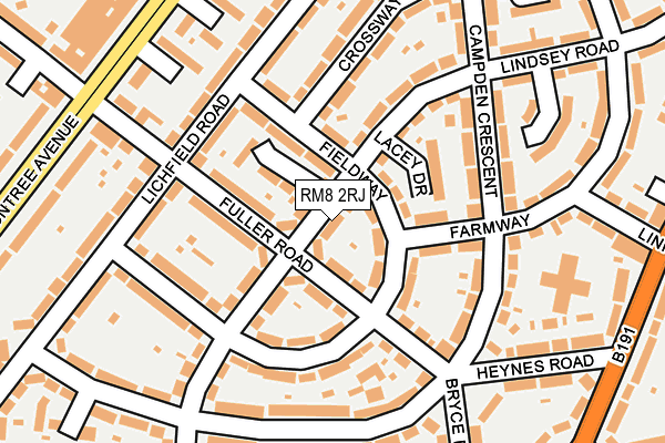 RM8 2RJ map - OS OpenMap – Local (Ordnance Survey)