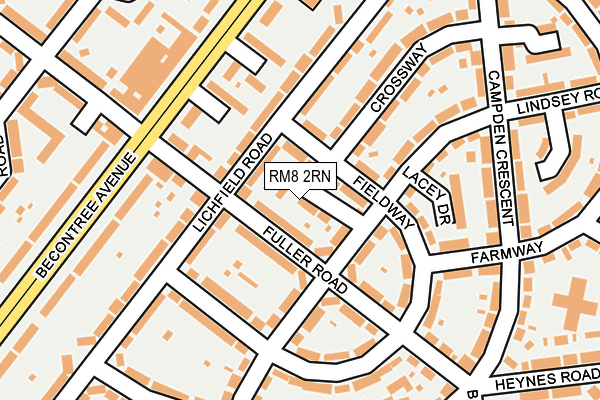 RM8 2RN map - OS OpenMap – Local (Ordnance Survey)