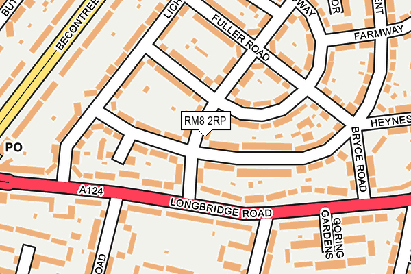 RM8 2RP map - OS OpenMap – Local (Ordnance Survey)