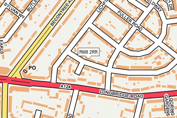 RM8 2RR map - OS OpenMap – Local (Ordnance Survey)