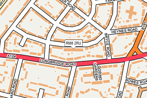 RM8 2RU map - OS OpenMap – Local (Ordnance Survey)