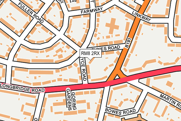 RM8 2RX map - OS OpenMap – Local (Ordnance Survey)