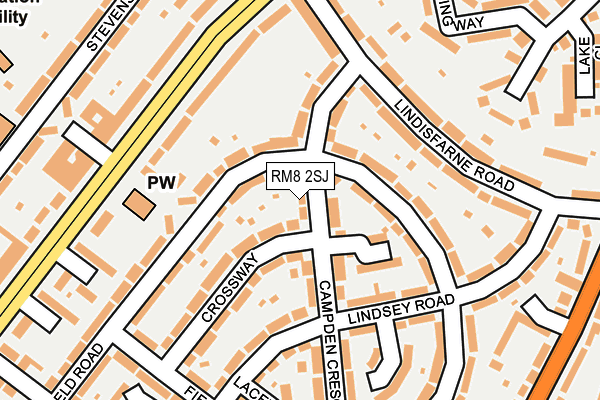 RM8 2SJ map - OS OpenMap – Local (Ordnance Survey)