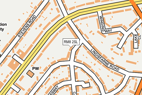 RM8 2SL map - OS OpenMap – Local (Ordnance Survey)