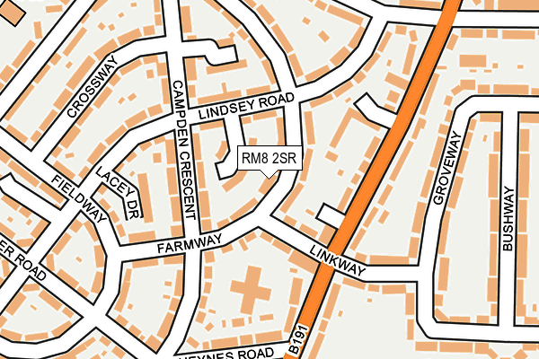 RM8 2SR map - OS OpenMap – Local (Ordnance Survey)