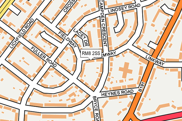 RM8 2SS map - OS OpenMap – Local (Ordnance Survey)