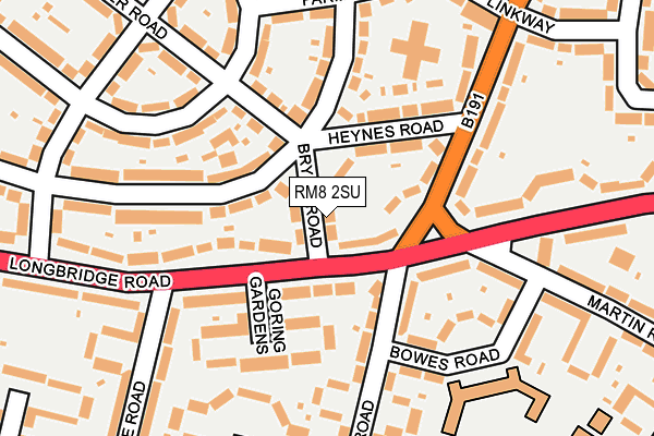 RM8 2SU map - OS OpenMap – Local (Ordnance Survey)