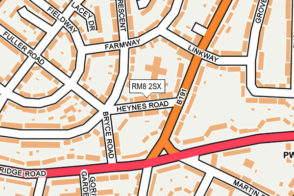 RM8 2SX map - OS OpenMap – Local (Ordnance Survey)