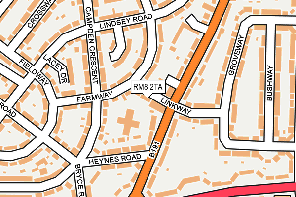 RM8 2TA map - OS OpenMap – Local (Ordnance Survey)