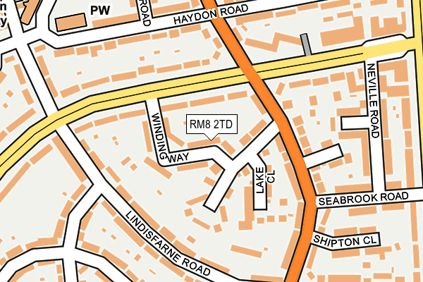 RM8 2TD map - OS OpenMap – Local (Ordnance Survey)