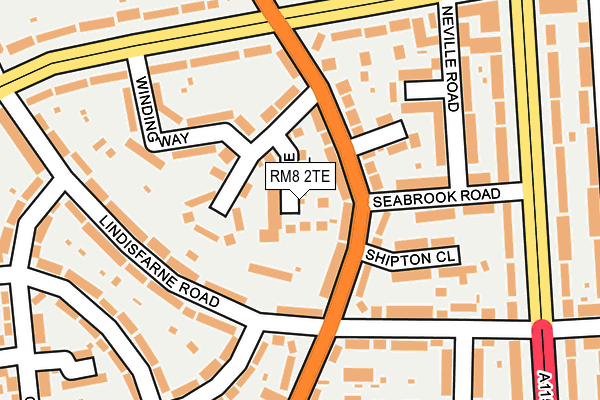 RM8 2TE map - OS OpenMap – Local (Ordnance Survey)