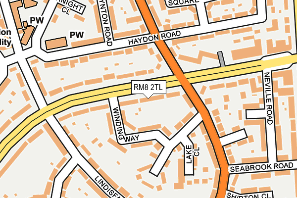 RM8 2TL map - OS OpenMap – Local (Ordnance Survey)