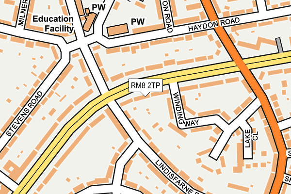 RM8 2TP map - OS OpenMap – Local (Ordnance Survey)