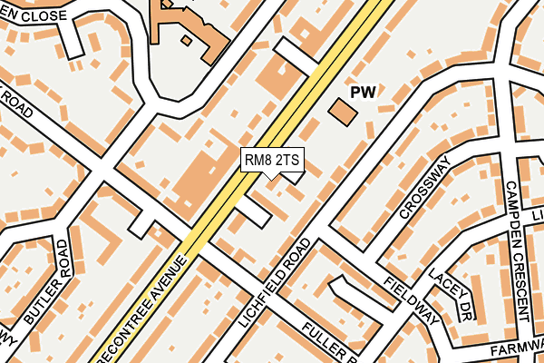 RM8 2TS map - OS OpenMap – Local (Ordnance Survey)